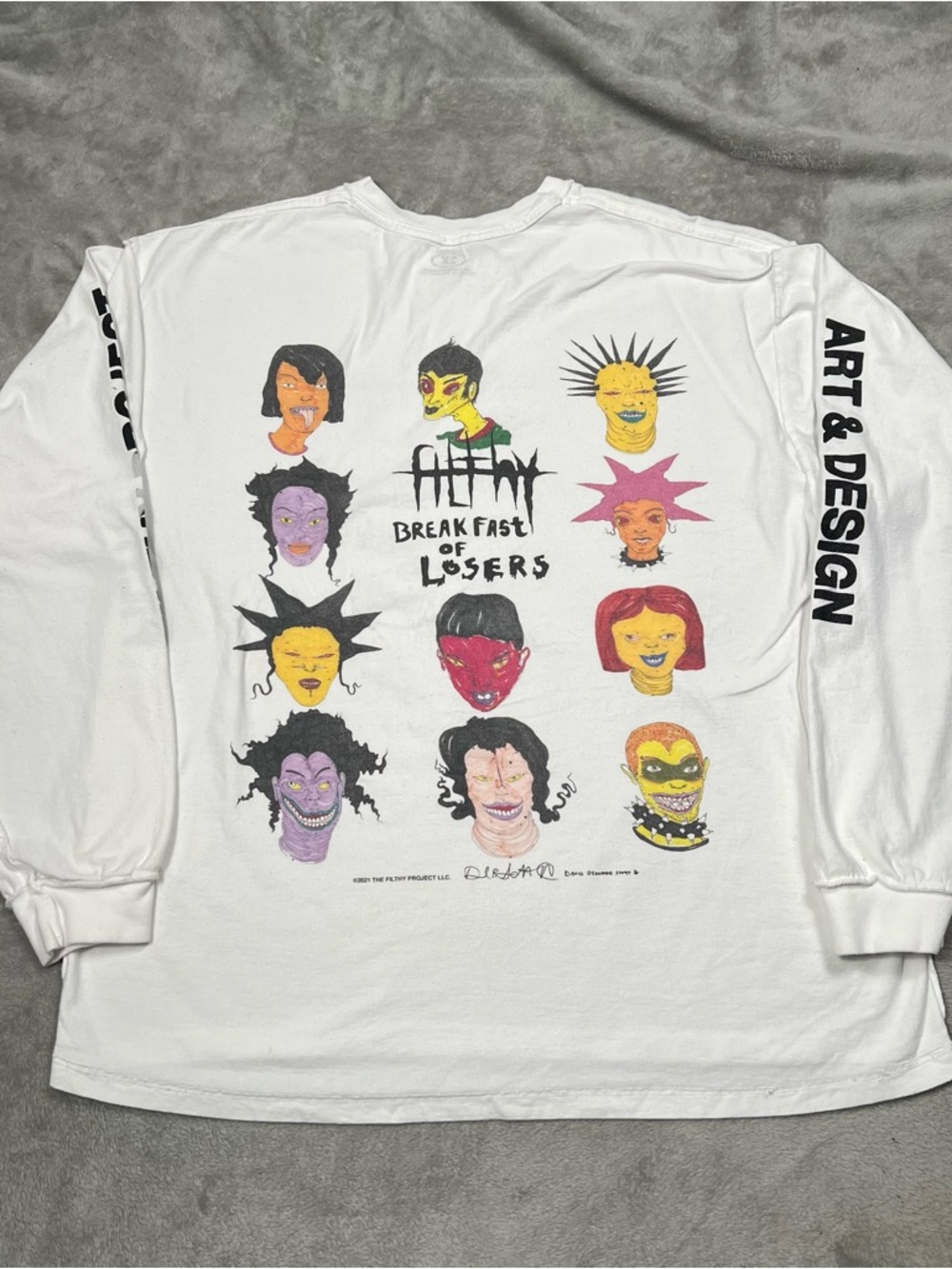 The Filthy Project B.O.L Long Sleeve Tee Men 2XL White Limited Edition T Shirt